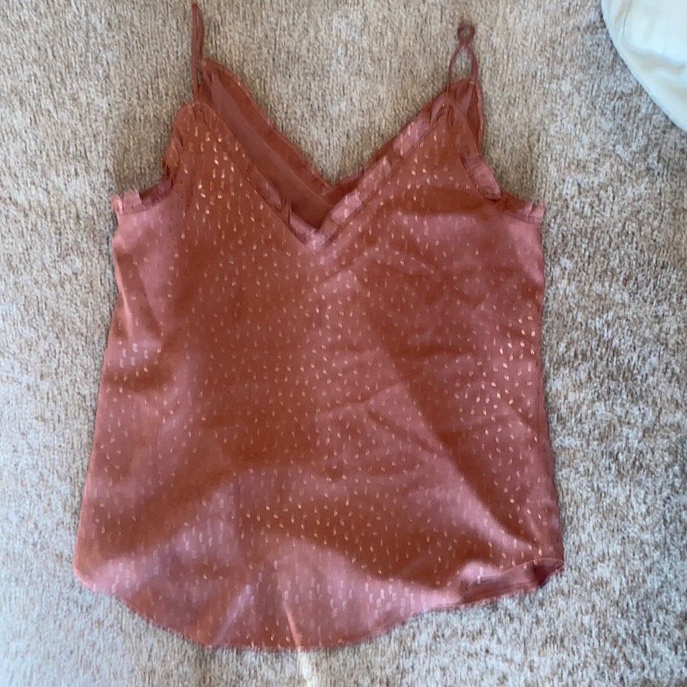 Express Tank Top, pink with rose gold dots